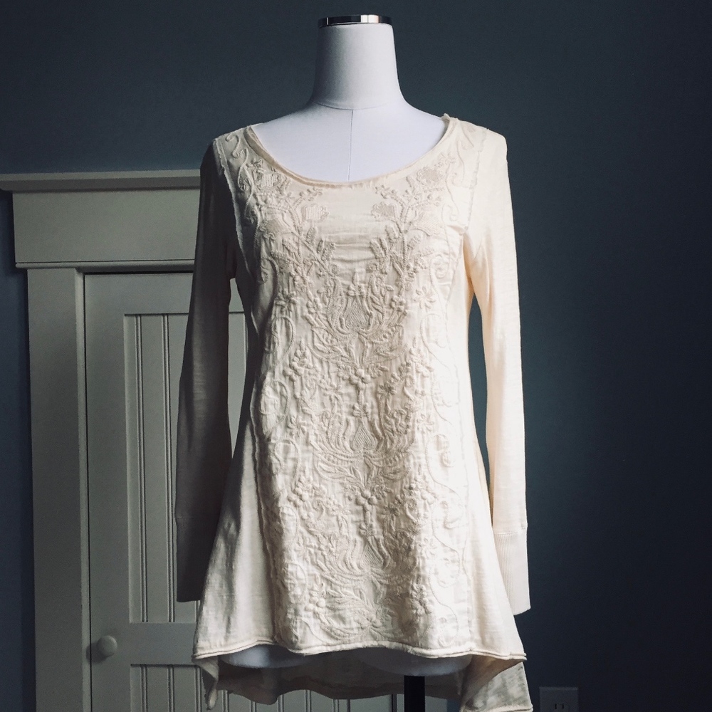 Caite Tone on Tone Embroidered Tunic.